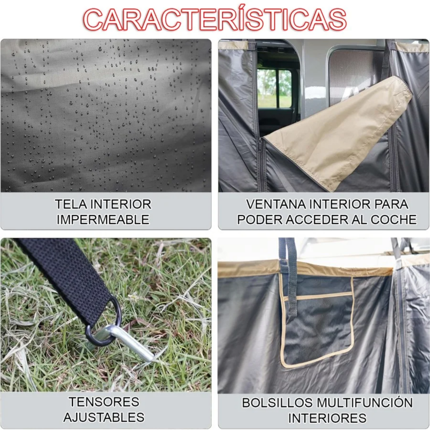 Toldo Camper OFFROAD (Avance ducha / cambiador 1x1m) + Suelo PVC