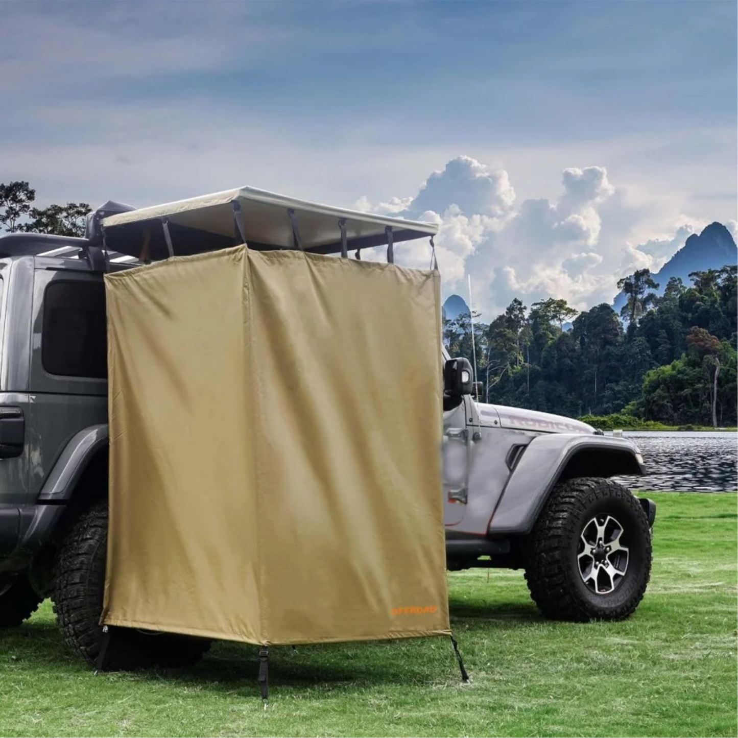 Toldo Camper OFFROAD (Avance ducha / cambiador 1x1m) + Suelo PVC