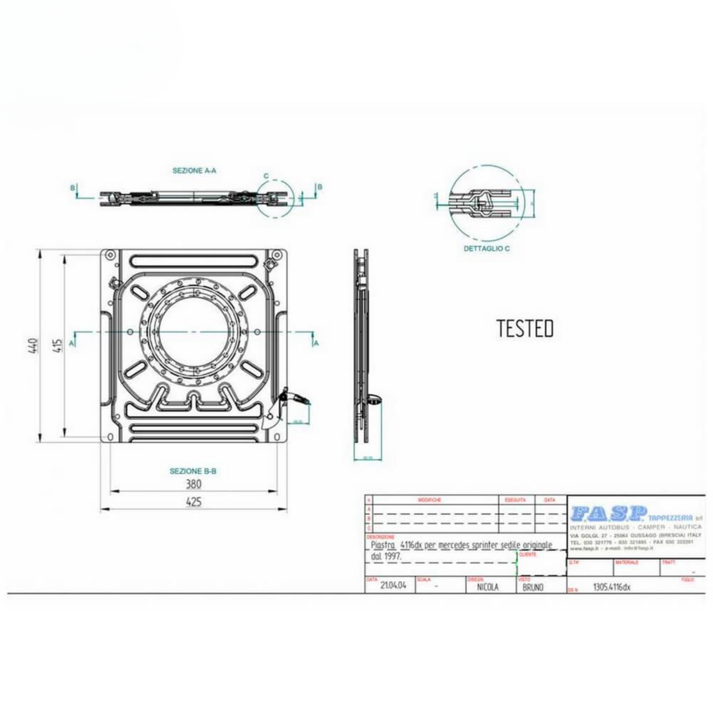 Tornillería para base giratoria FASP para Sprinter y LT35 1995-2006